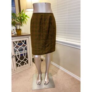 Haute De Gamme Brown Plaid Pencil Skirt Size 12